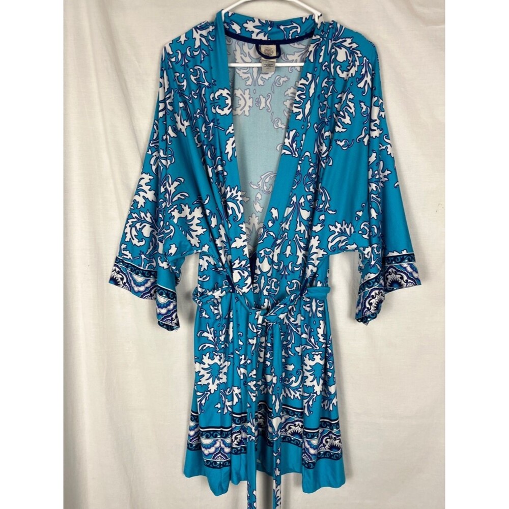 In Bloom Blue Floral Robe Coverup Kimono